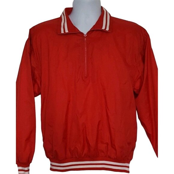 Augusta Sportswear Pullover Windbreaker Mens S Red White Long Sleeve Jacket - Picture 1 of 7